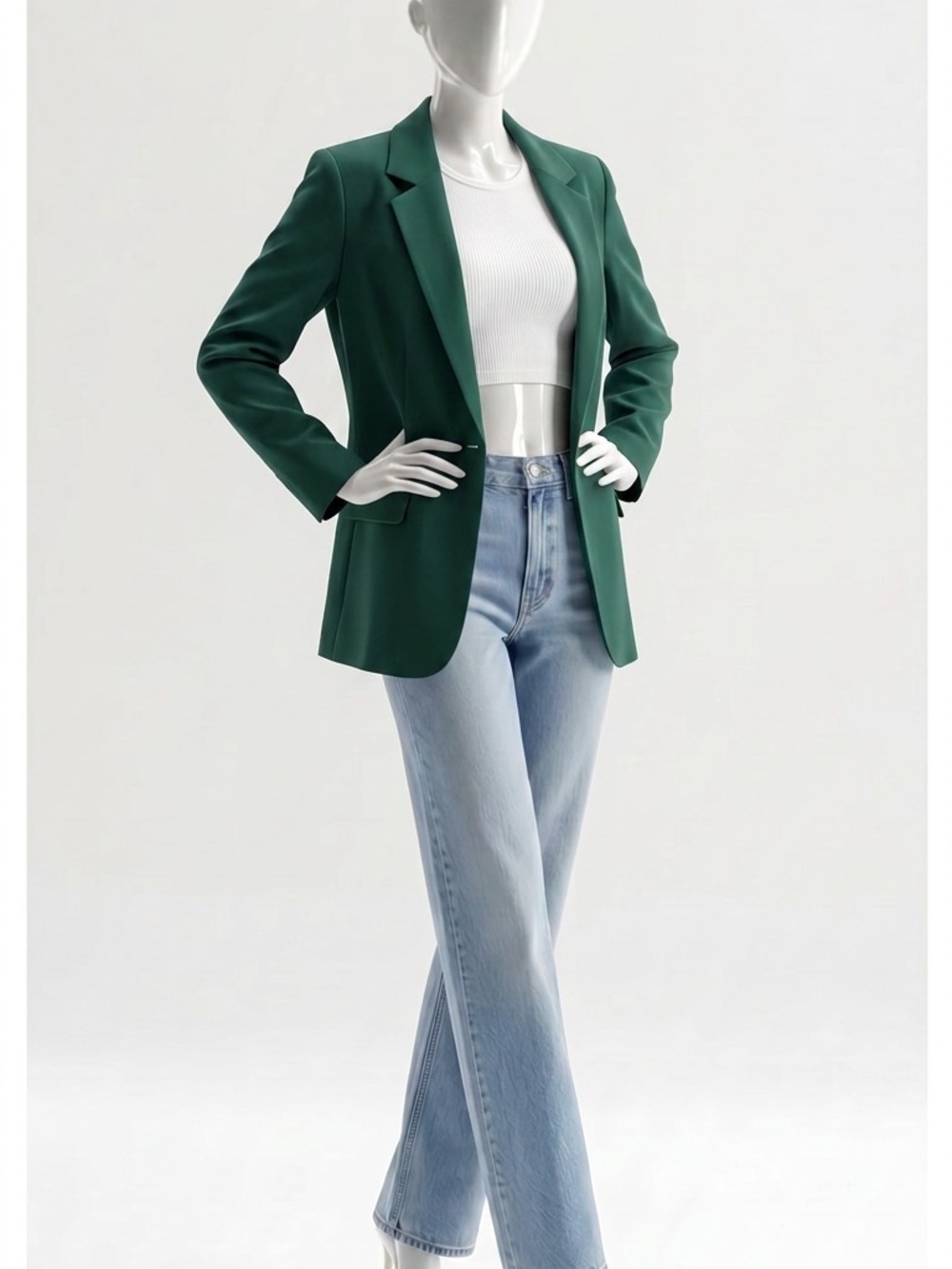 white birch Emerald Green Tailored Blazer